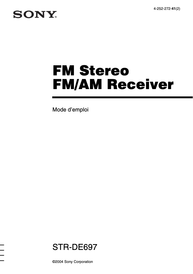 Imagen de la primera página del manual del dispositivo STR-DE697