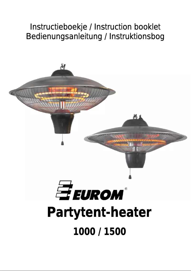 Imagen de la primera página del manual del dispositivo Party-tent heater 1500