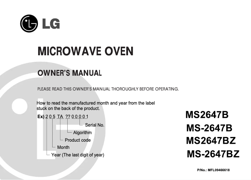 Página 1 del manual Manual de usuario LG MS2647BZ
