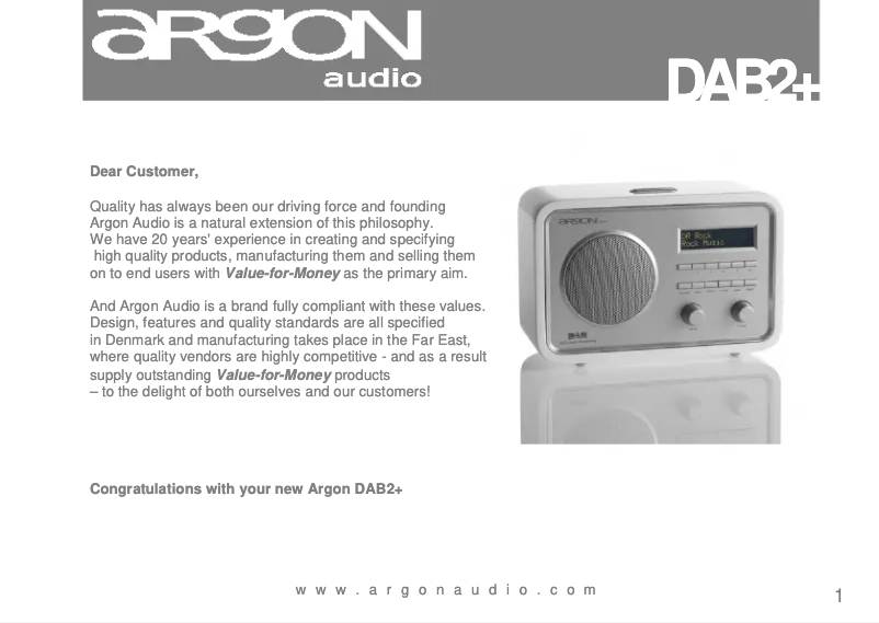 Página nº 1 - Manual de usuario Argon DAB2+