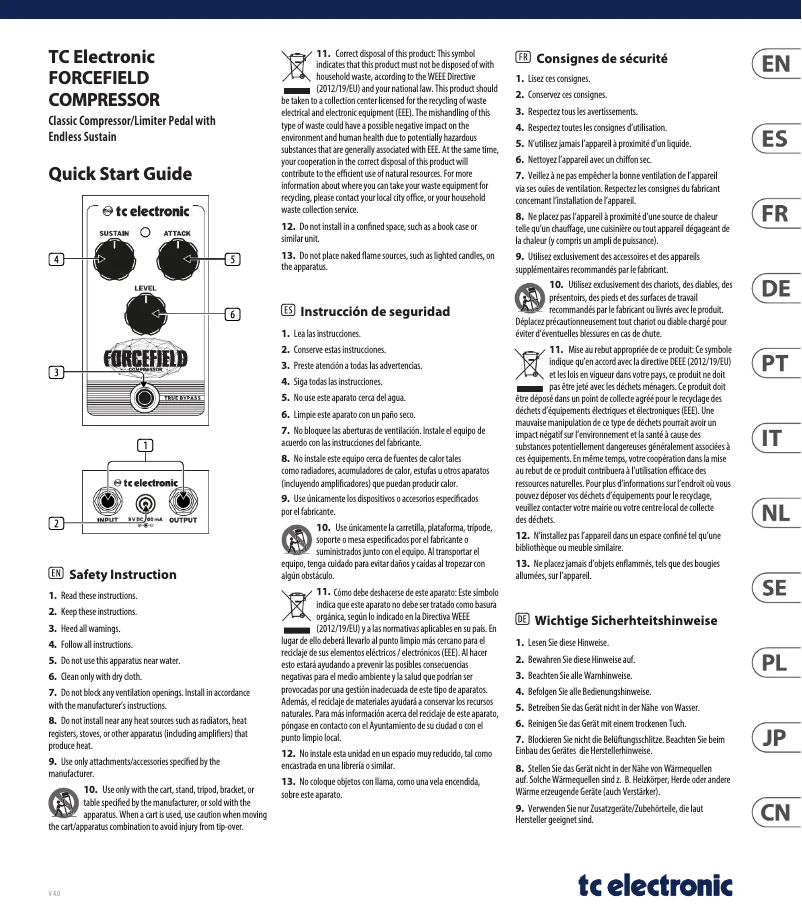 Imagen de la primera página del manual del dispositivo Forcefield Compressor