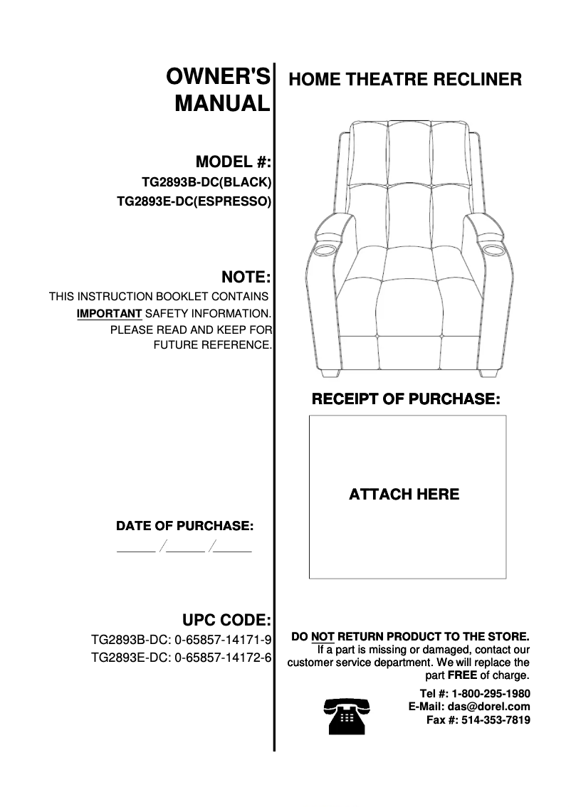 Imagen de la primera página del manual del dispositivo TG2893E-DC