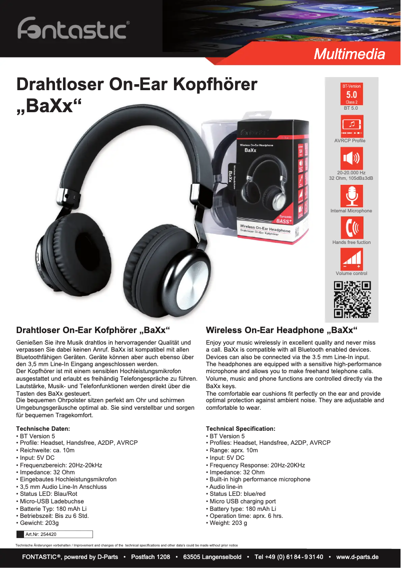 Imagen de la primera página del manual del dispositivo BAXX/SW