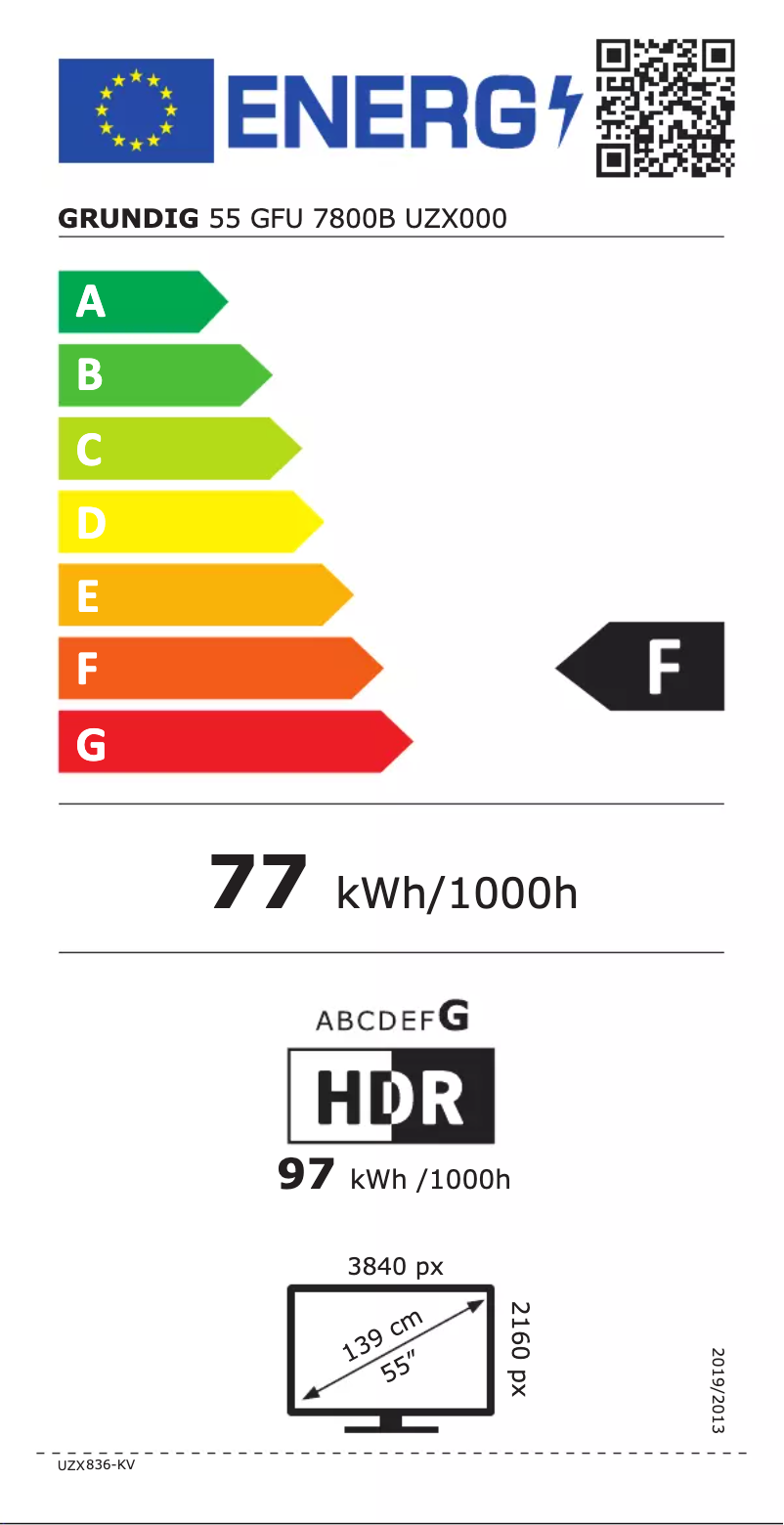Página 1 del manual Etiqueta energética Grundig 55 GFU 7800B