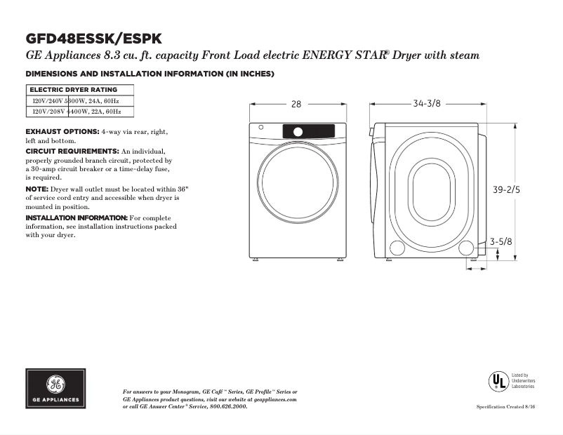 Imagen de la primera página del manual del dispositivo GFD48ESPKRR