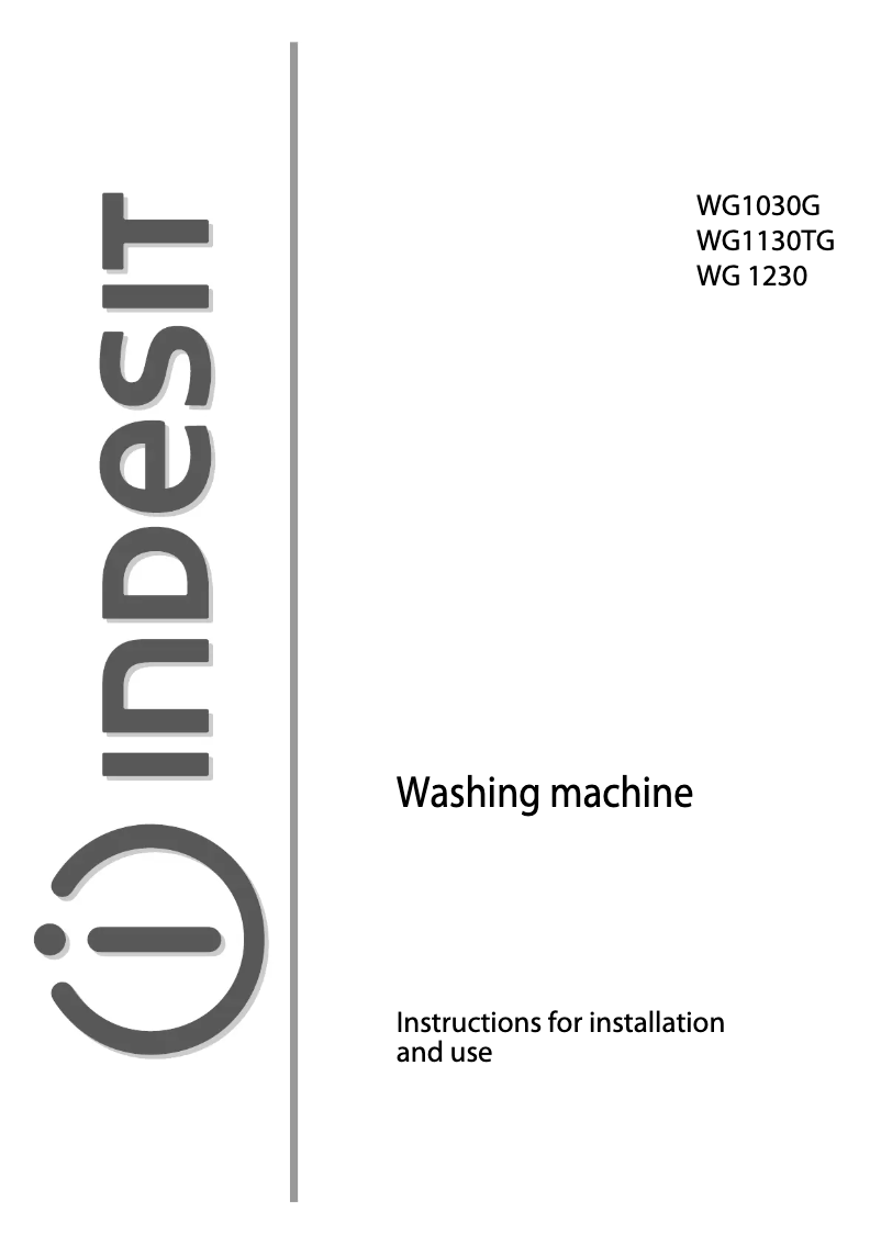 Página 1 del manual Manual de usuario Indesit WG 1230