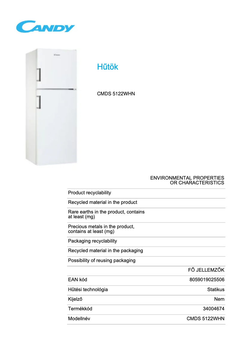 Imagen de la primera página del manual del dispositivo CMDS 5122WHN