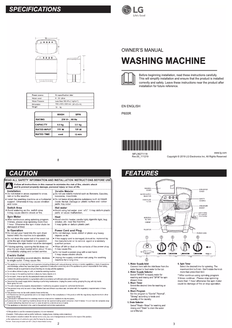 Imagen de la primera página del manual del dispositivo P600R