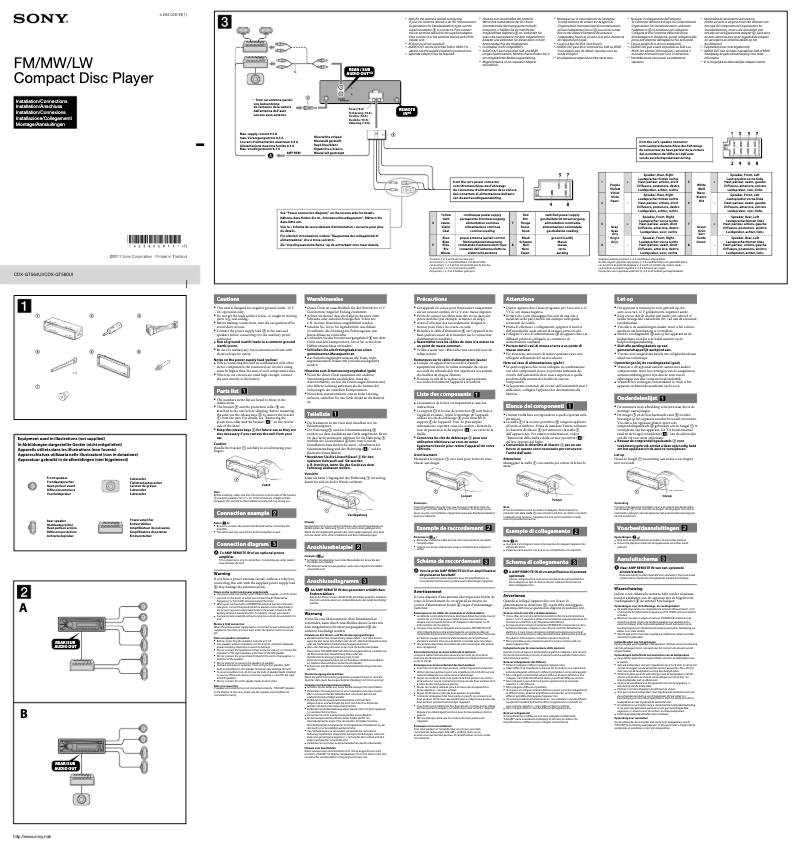 Imagen de la primera página del manual del dispositivo CDX-GT564UI