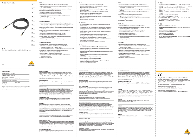 Imagen de la primera página del manual del dispositivo BC11