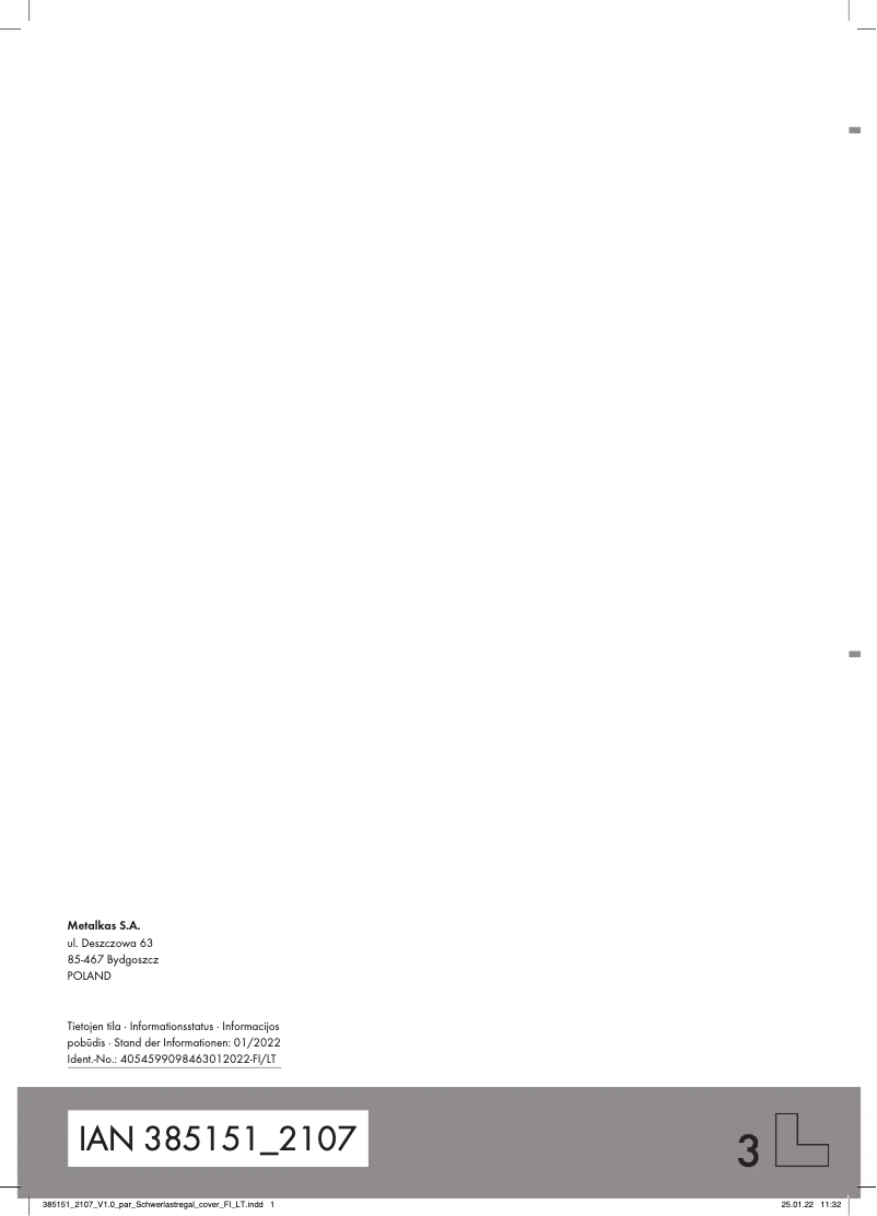 Imagen de la primera página del manual del dispositivo IAN 385151