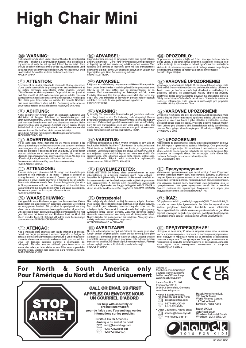 Imagen de la primera página del manual del dispositivo High Chair Mini