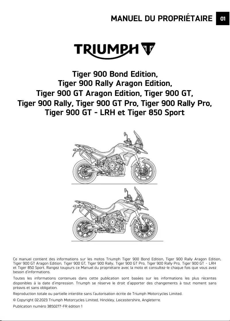Imagen de la primera página del manual del dispositivo Tiger 900 GT (2021)