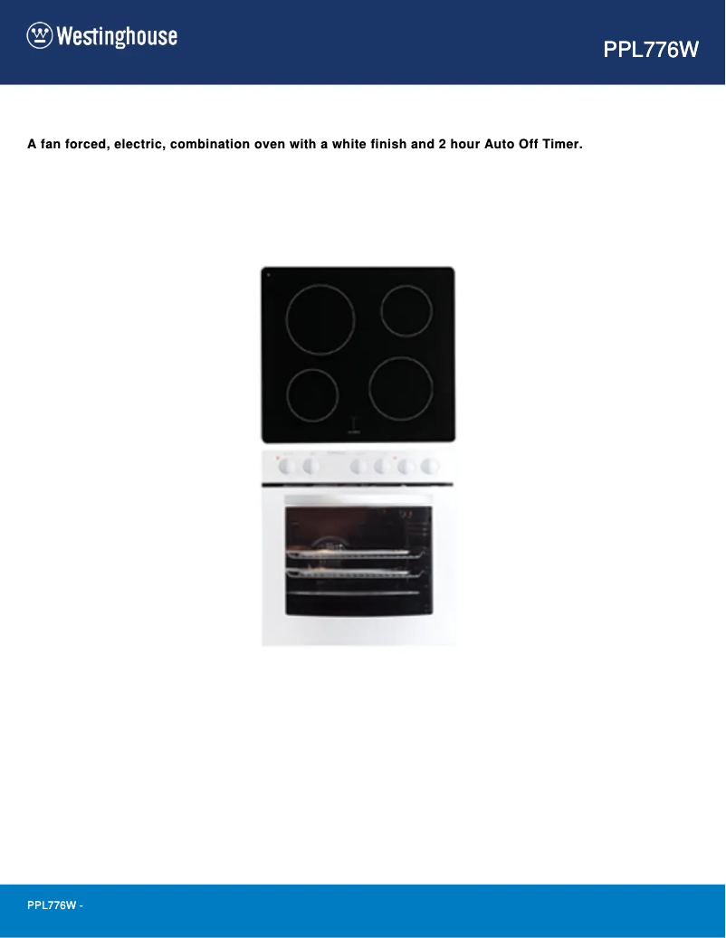 Página 1 del manual Ficha técnica Westinghouse PPL776W
