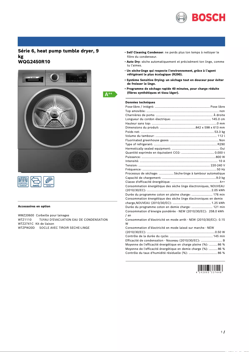 Imagen de la primera página del manual del dispositivo WQG2450R10