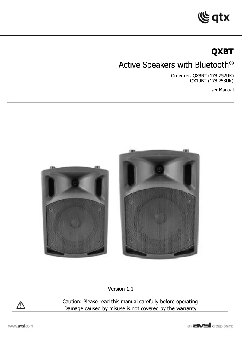 Imagen de la primera página del manual del dispositivo QX8BT