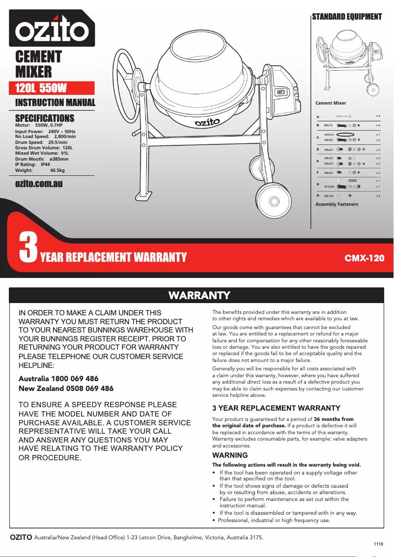 Imagen de la primera página del manual del dispositivo CMX-120