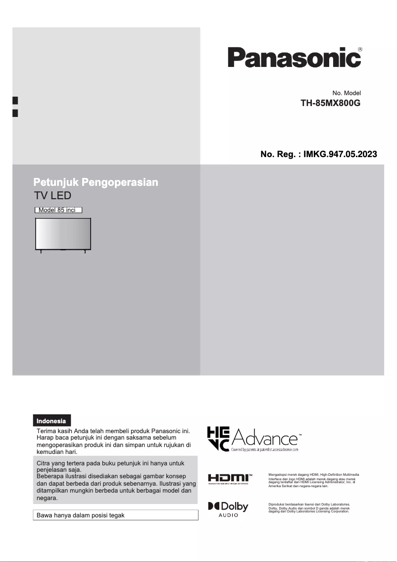 Página nº 1 - Manual de usuario Panasonic TH-85MX800G