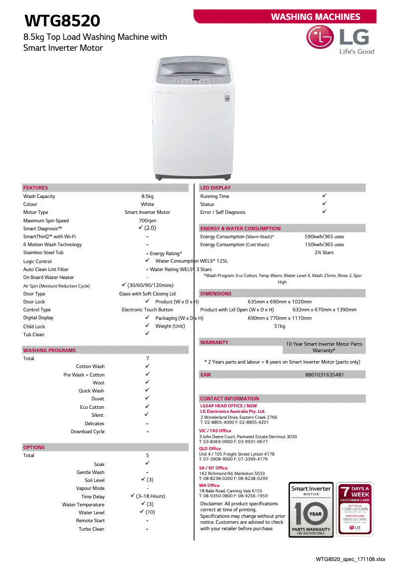 Página 1 del manual Manual de usuario LG WTG8520