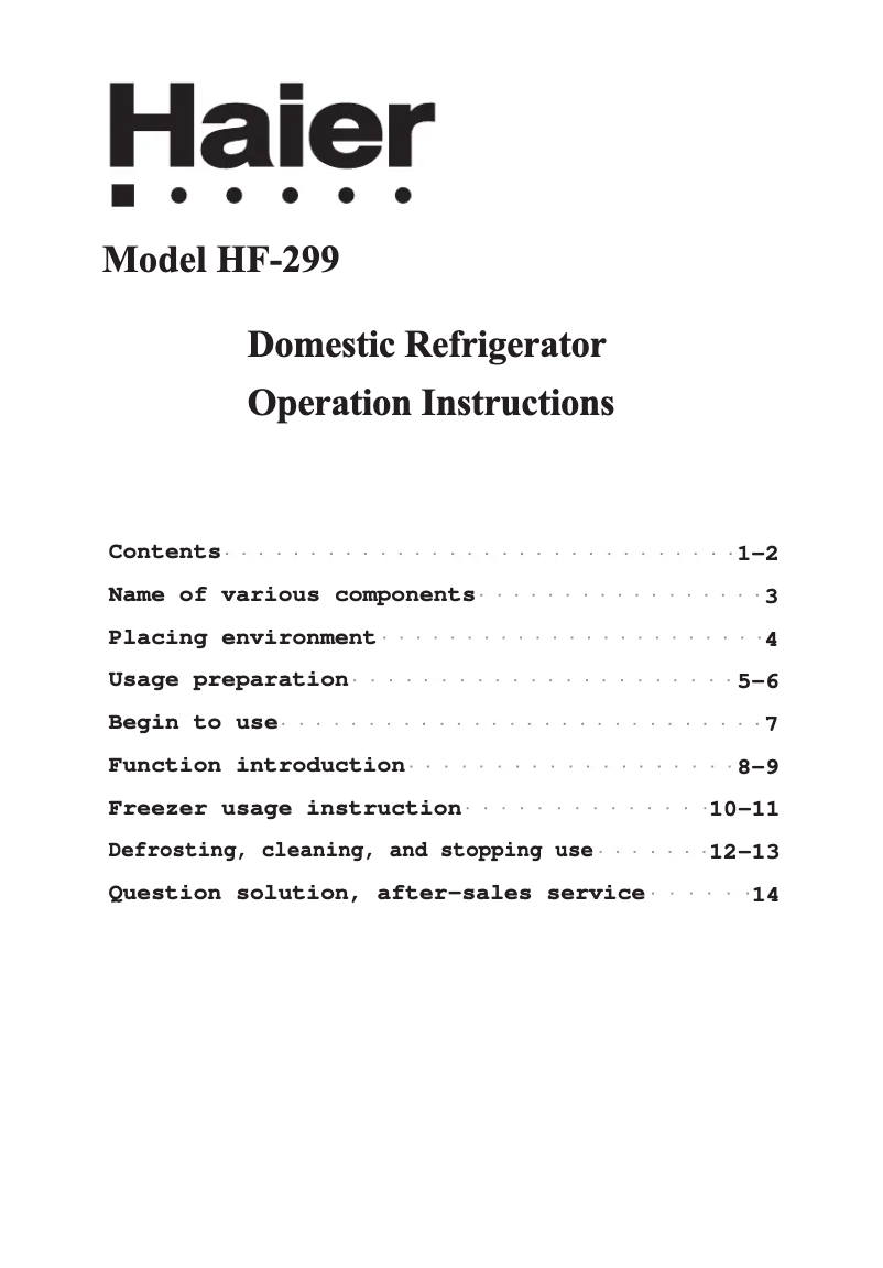 Imagen de la primera página del manual del dispositivo HF-299