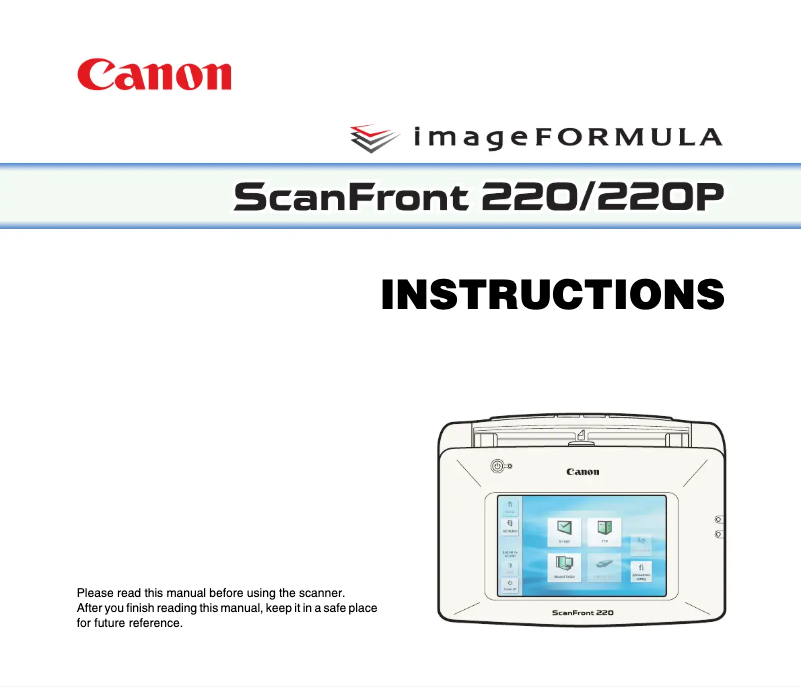 Imagen de la primera página del manual del dispositivo imageFORMULA 220