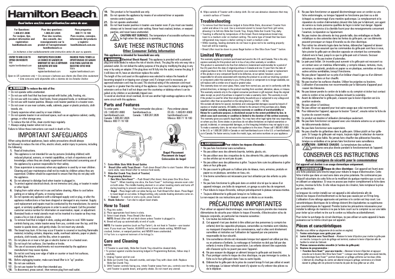 Página 1 del manual Manual de usuario Hamilton Beach 22220