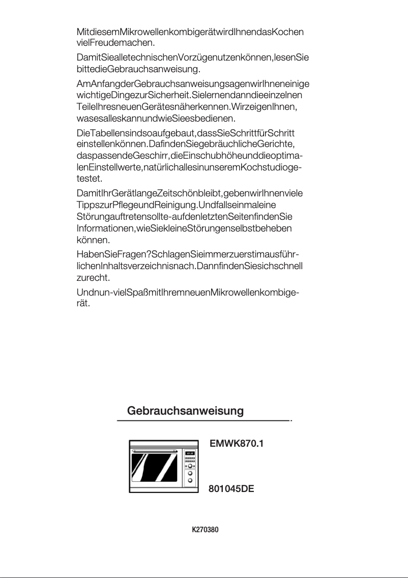 Imagen de la primera página del manual del dispositivo EMWK 870.1