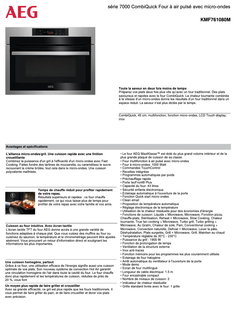Página nº 1 - Ficha técnica AEG KMF761080M