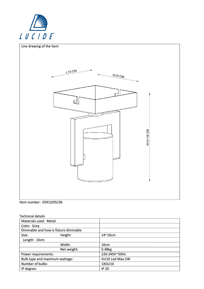 Imagen de la primera página del manual del dispositivo Conni 05913/05/36