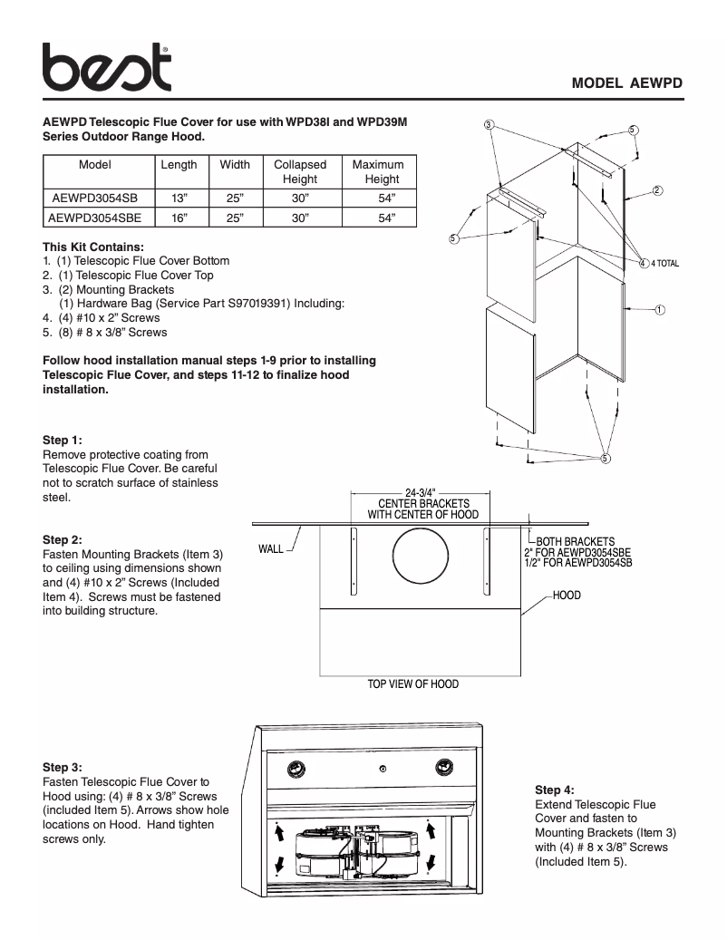 Página 1 del manual Manual de usuario Best AEWPD3054SBE
