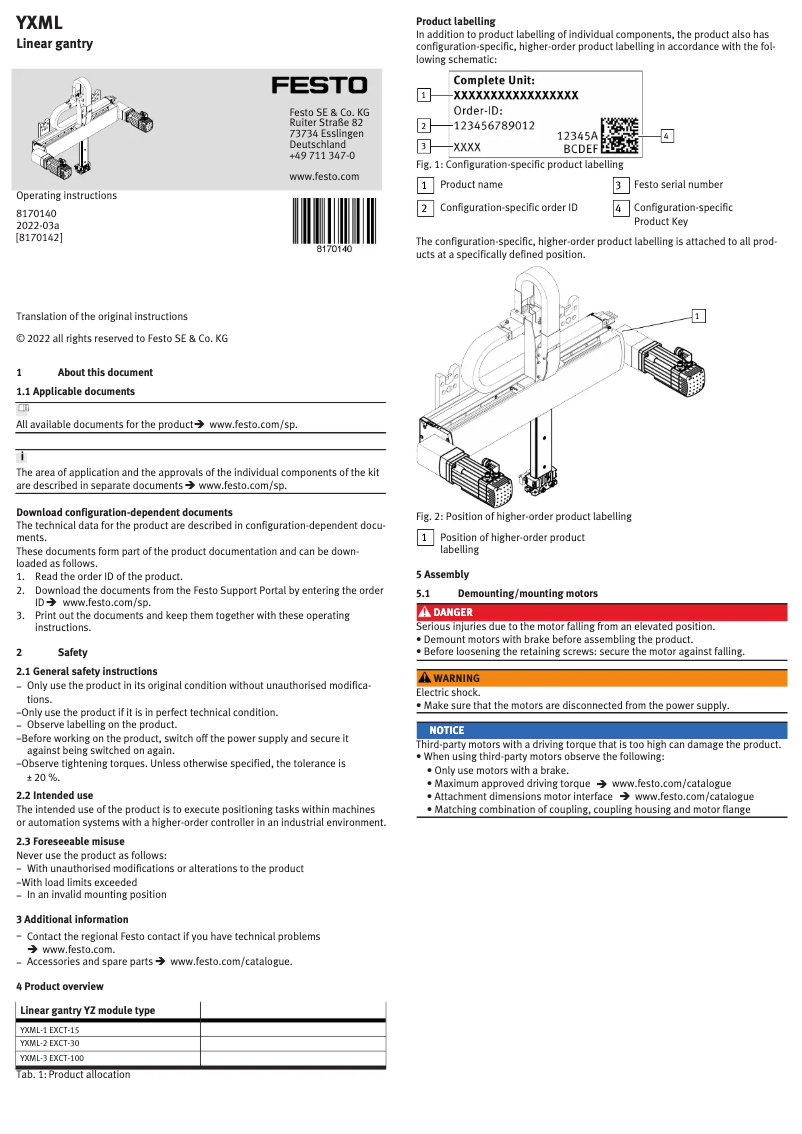 Imagen de la primera página del manual del dispositivo YXML-2