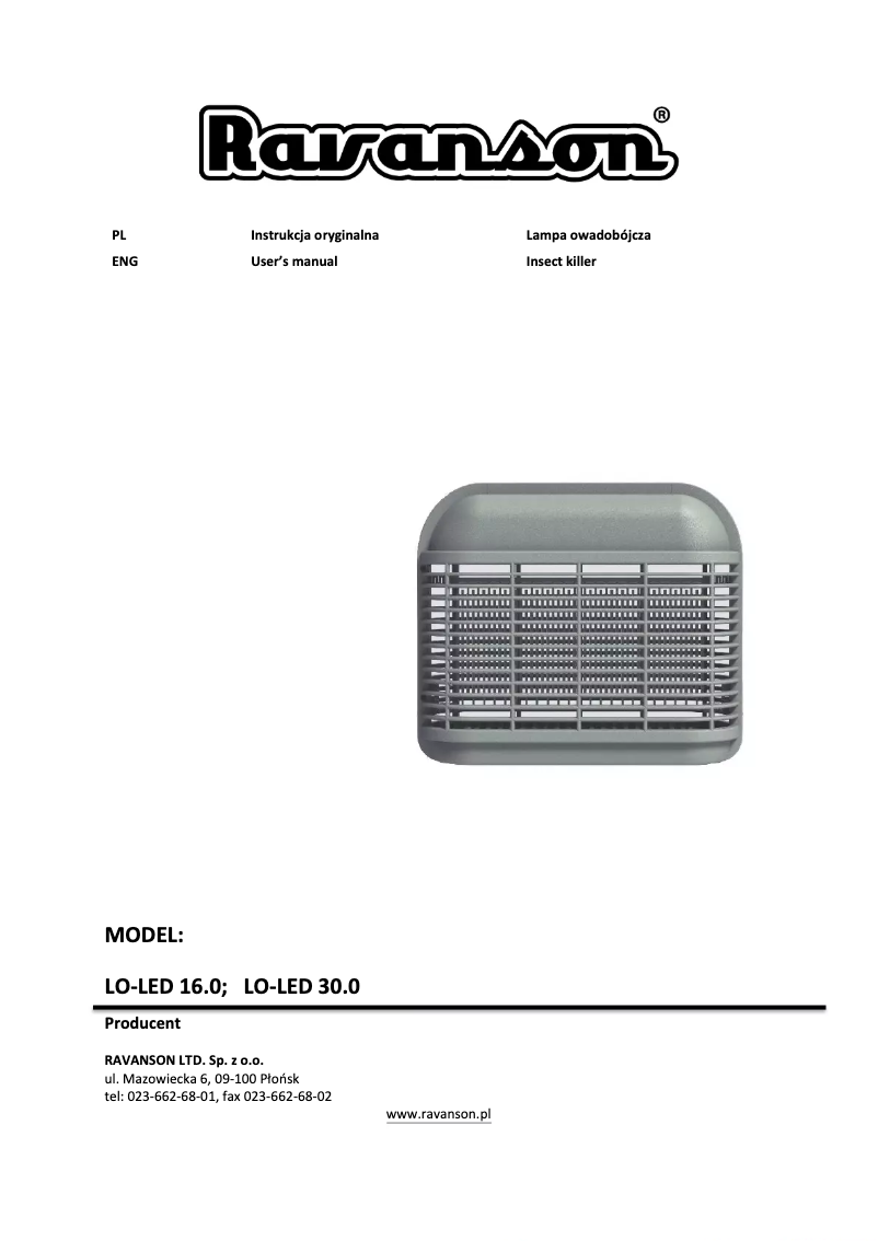 Imagen de la primera página del manual del dispositivo LO-LED 16.0
