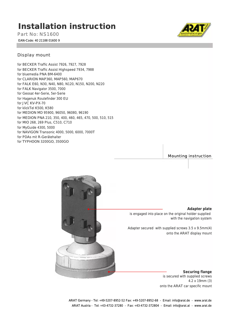 Imagen de la primera página del manual del dispositivo NS1600