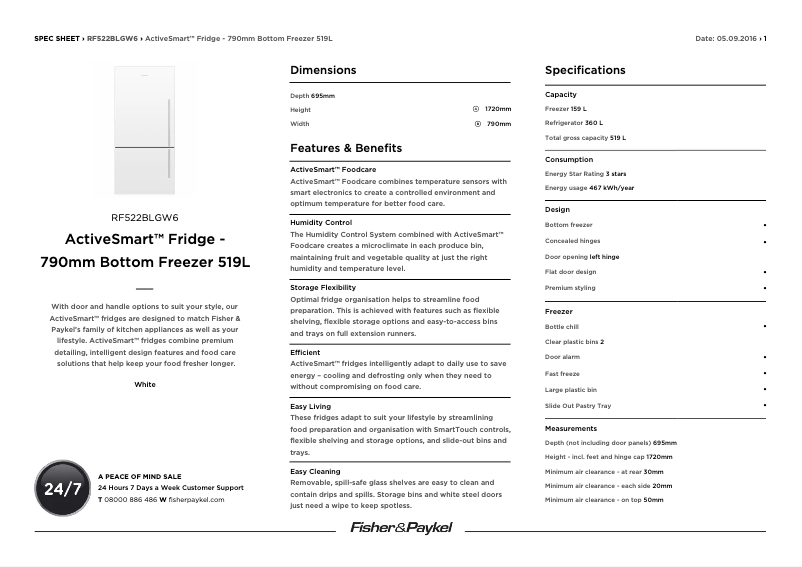 Imagen de la primera página del manual del dispositivo RF522BLGW6