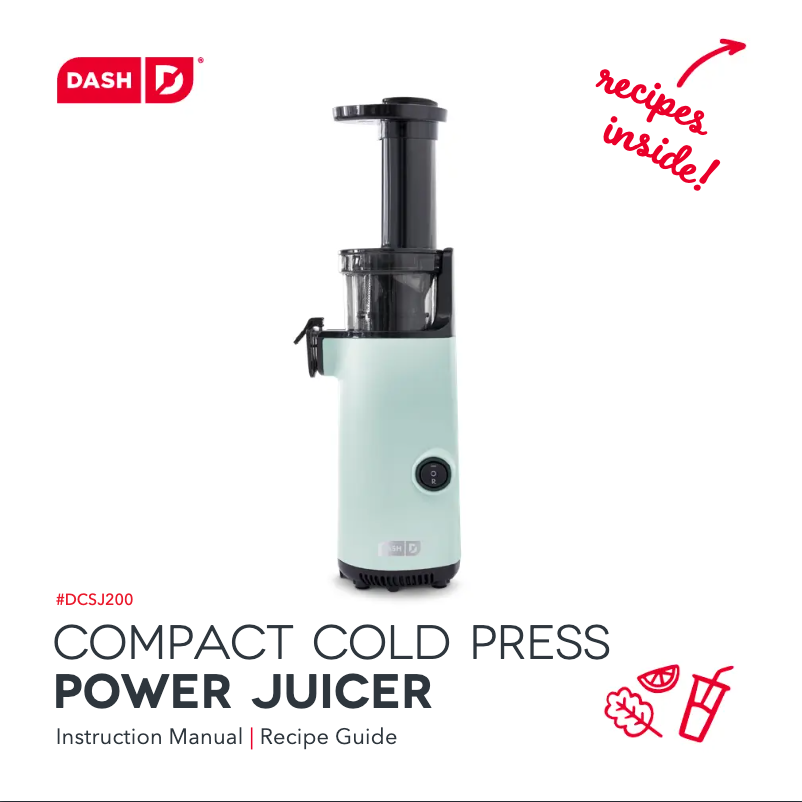 Imagen de la primera página del manual del dispositivo Compact Cold Press Power Juicer DCSJ200GBAQ06