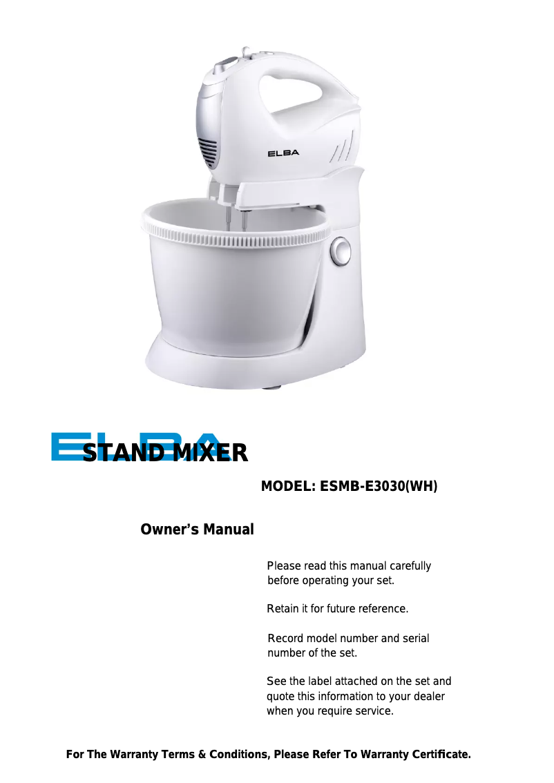 Imagen de la primera página del manual del dispositivo ESMB-E3030(WH)