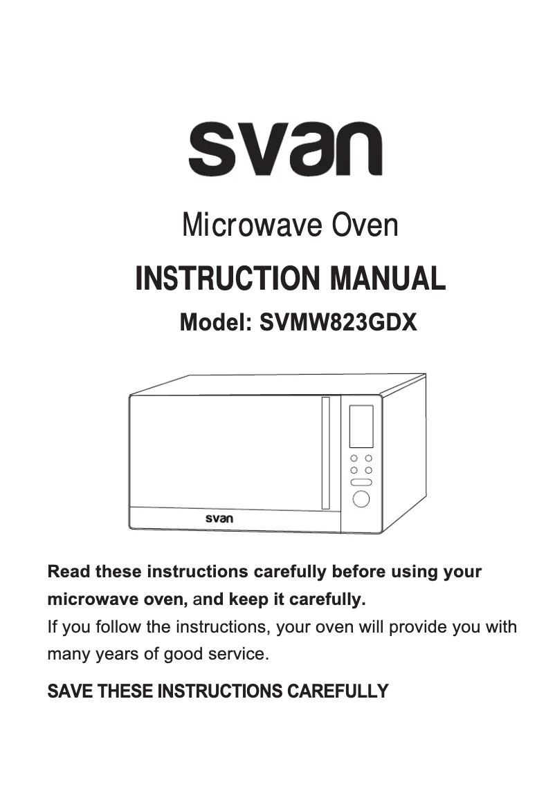 Página 1 del manual Manual de usuario SVAN SVMW823GDX