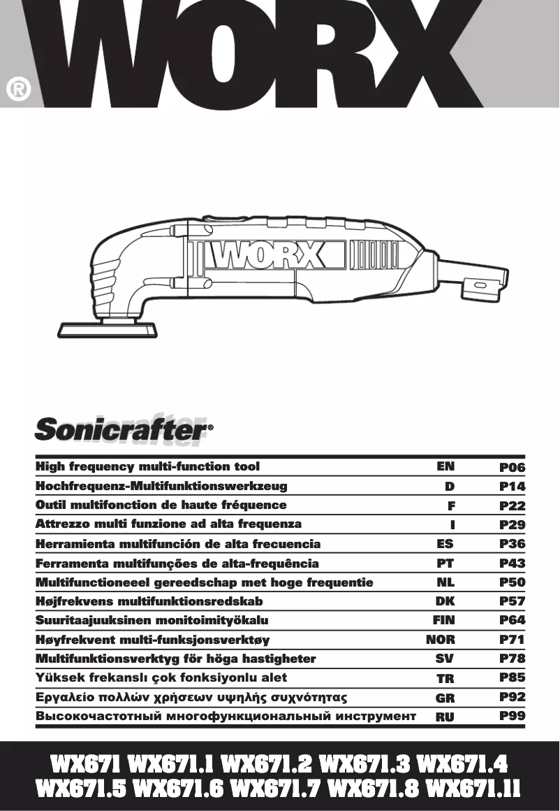Imagen de la primera página del manual del dispositivo Sonicrafter WX671.6