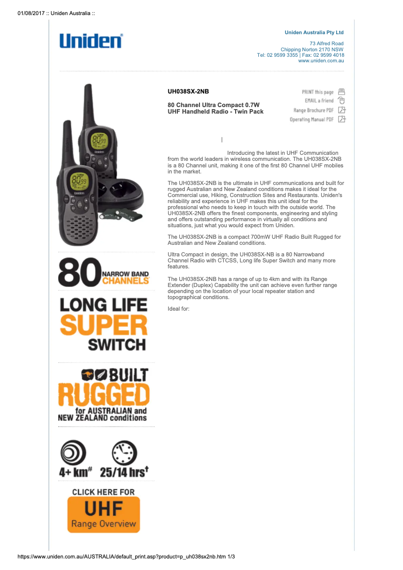 Imagen de la primera página del manual del dispositivo UH038SX-2NB