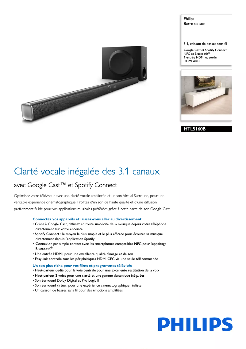 Imagen de la primera página del manual del dispositivo HTL5160B