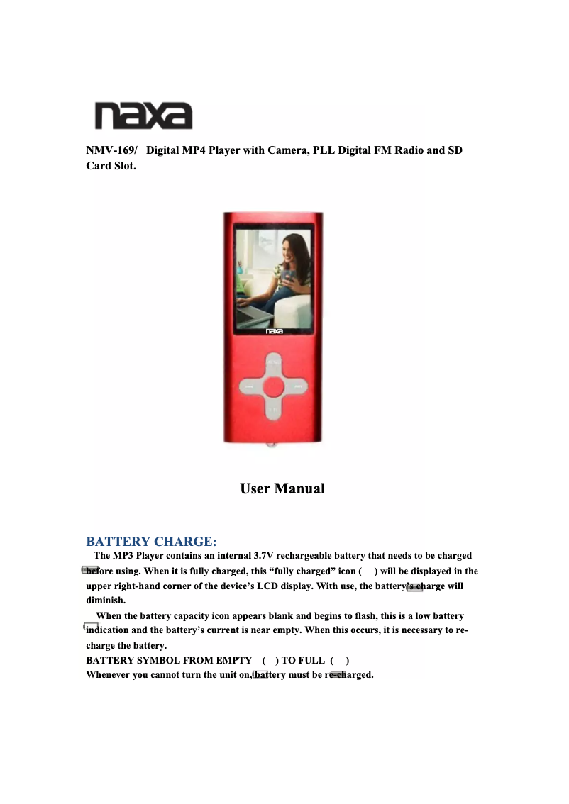 Imagen de la primera página del manual del dispositivo NMV-169