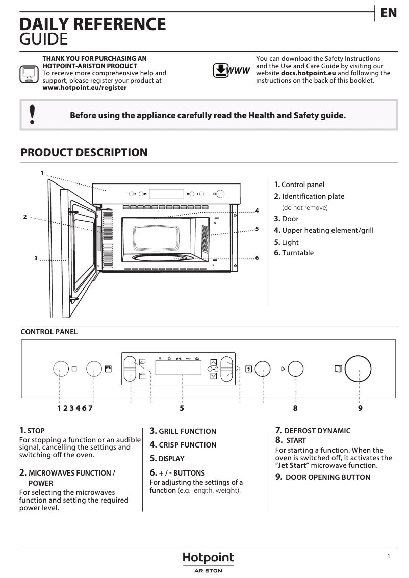 Página 1 del manual Manual de usuario Hotpoint MN 614 IX HA