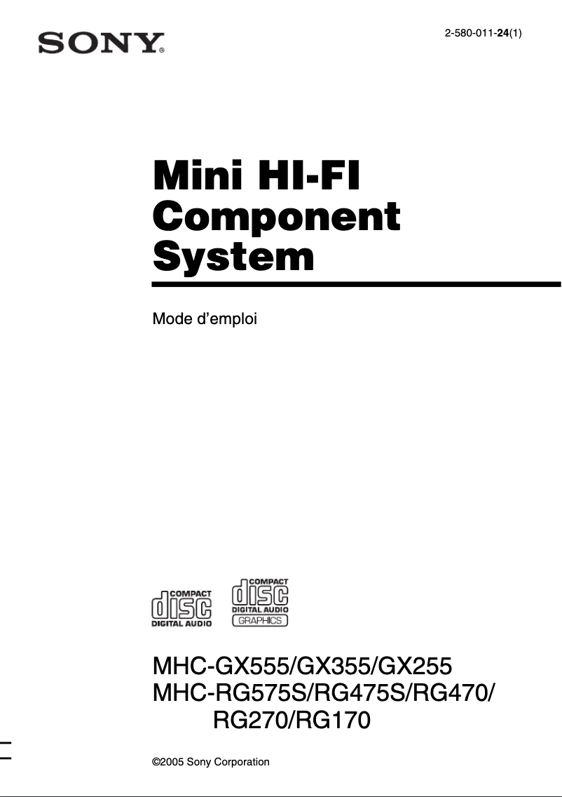 Página 1 del manual Manual de usuario Sony MHC-RG575S