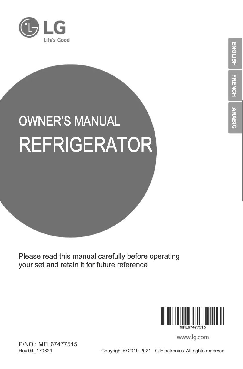 Imagen de la primera página del manual del dispositivo GR-H572HLHU
