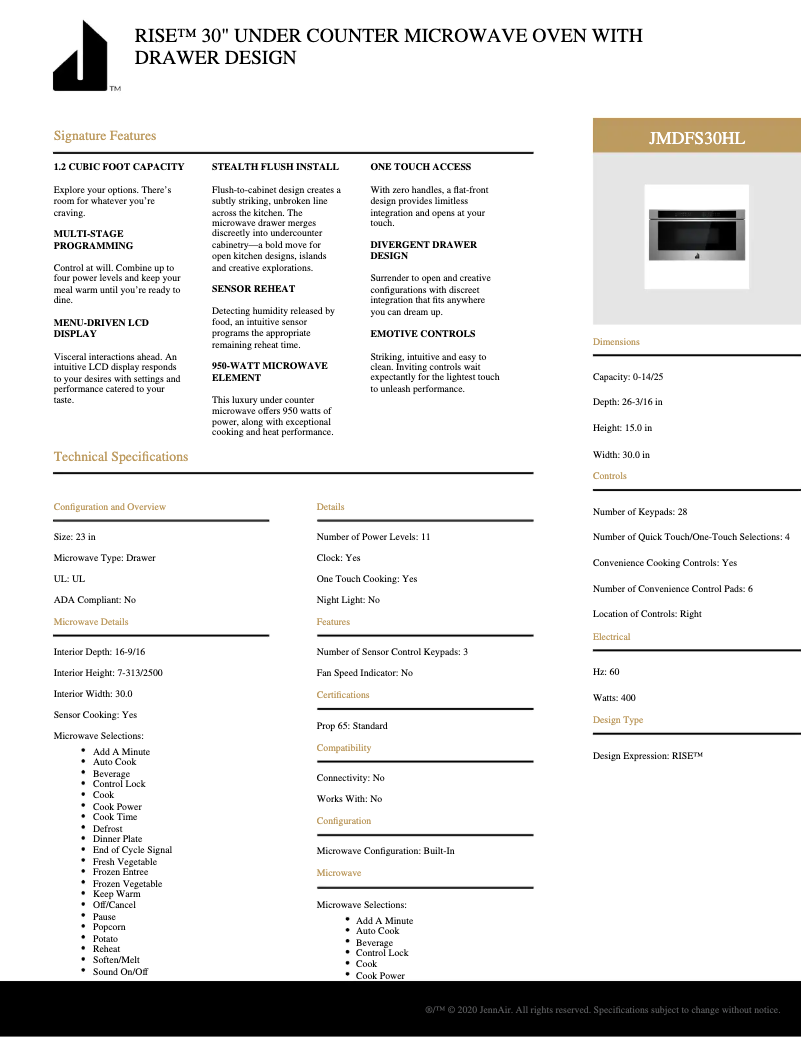 Imagen de la primera página del manual del dispositivo JMDFS30HL