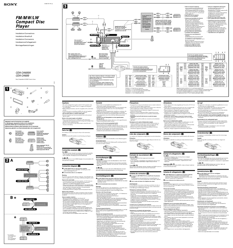 Imagen de la primera página del manual del dispositivo CDX-CA600X