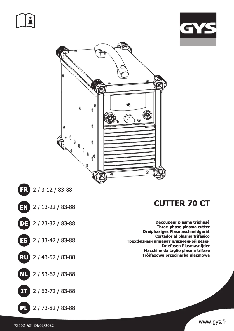 Página nº 1 - Manual de usuario GYS Cutter 70 CT