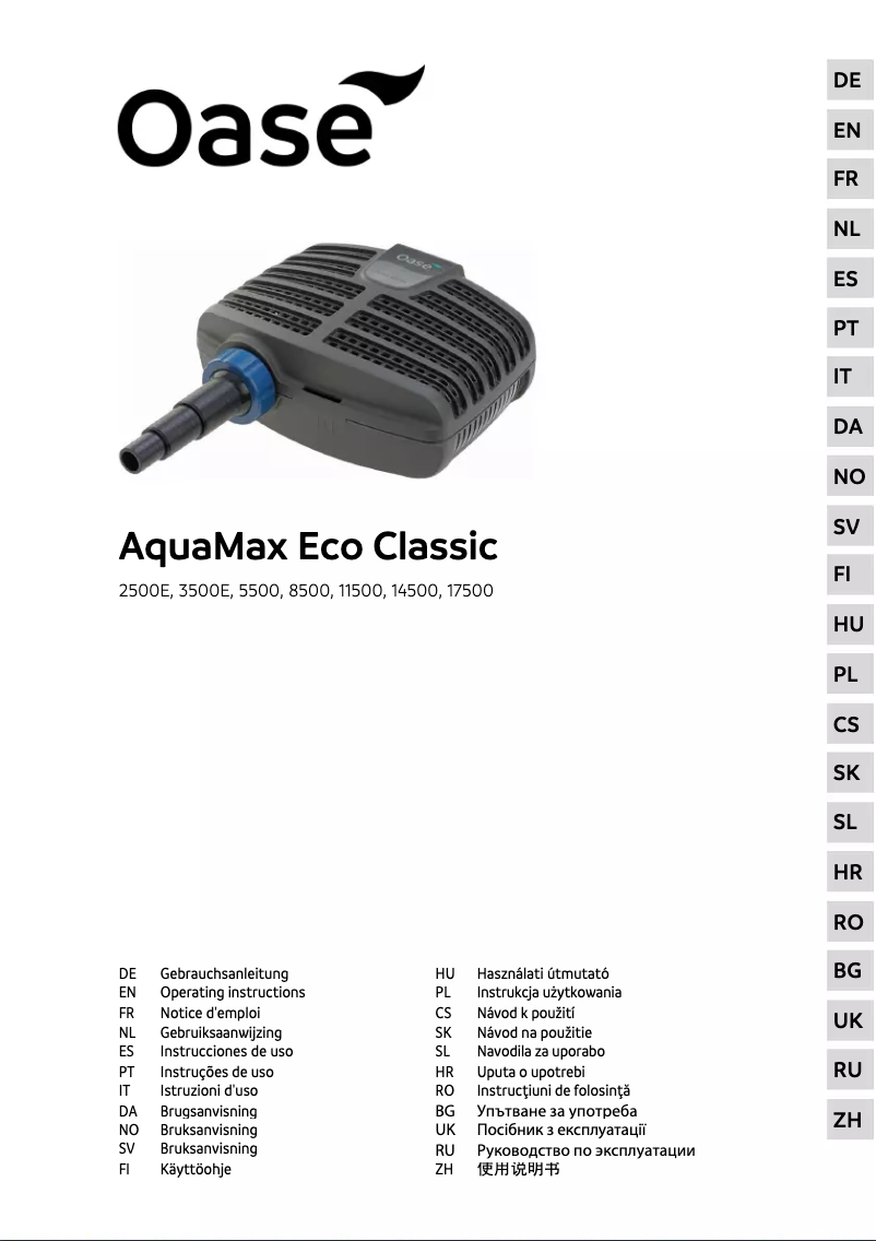 Imagen de la primera página del manual del dispositivo Aquamax Eco Classic 2500E