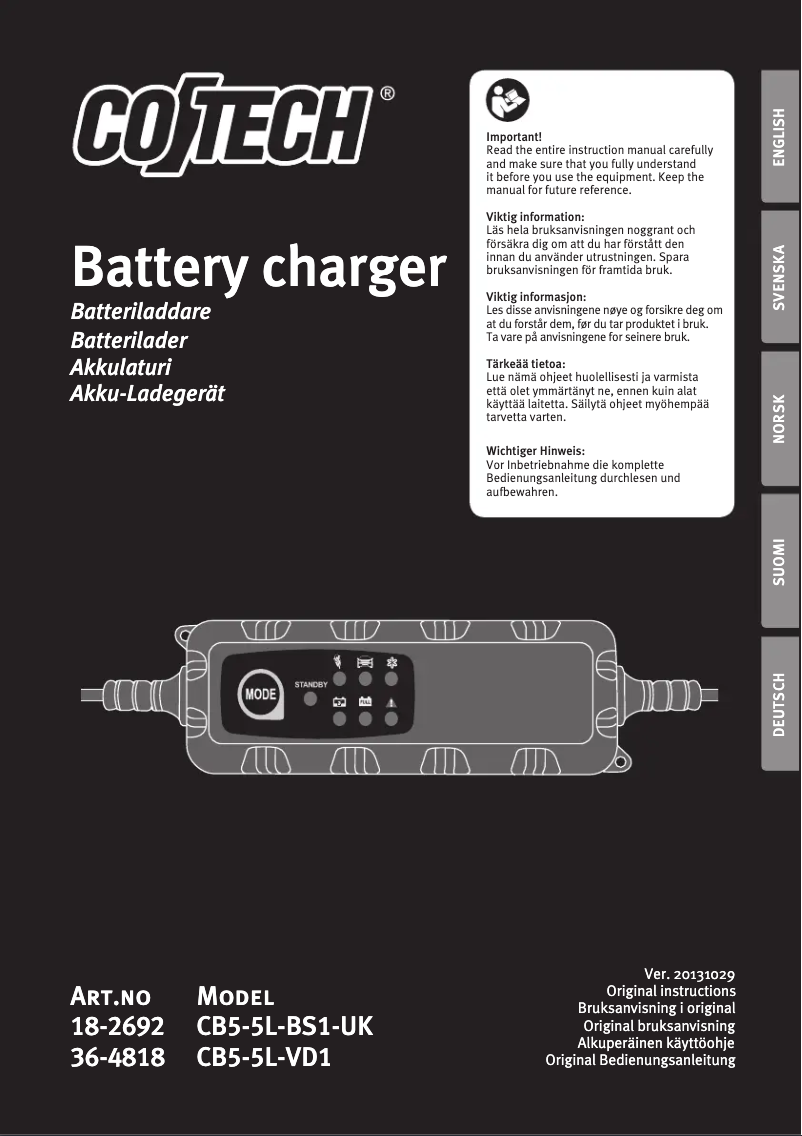 Imagen de la primera página del manual del dispositivo CB5-5L-VD1