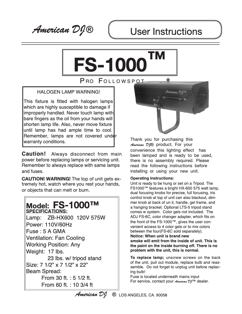 Imagen de la primera página del manual del dispositivo FS-1000